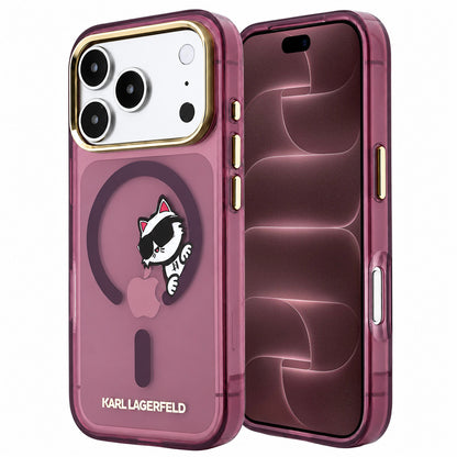 Custodia MagSafe per Apple iPhone 18 Pro Max / 17 Pro Max, Karl Lagerfeld, IML Peekaboo Print e Cornice Metallica, Vinaccia