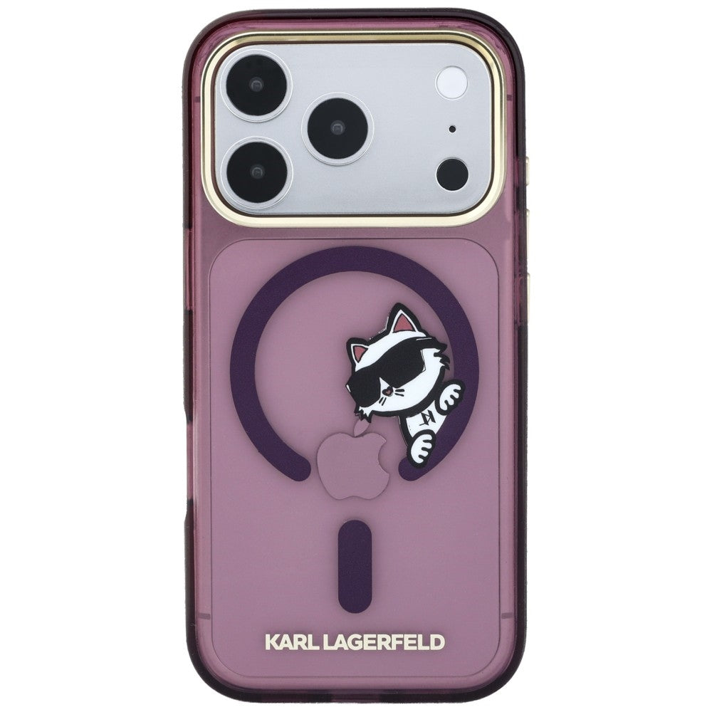 Custodia MagSafe per Apple iPhone 18 Pro Max / 17 Pro Max, Karl Lagerfeld, IML Peekaboo Print e Cornice Metallica, Vinaccia