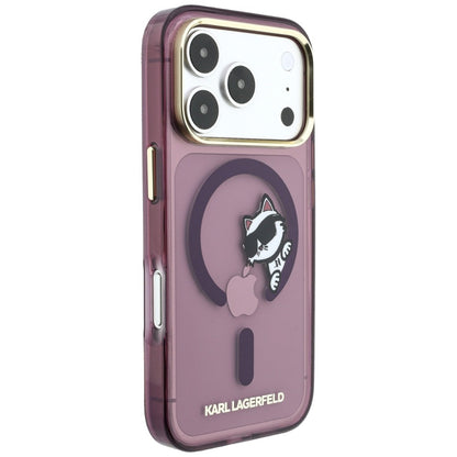 Custodia MagSafe per Apple iPhone 18 Pro Max / 17 Pro Max, Karl Lagerfeld, IML Peekaboo Print e Cornice Metallica, Vinaccia