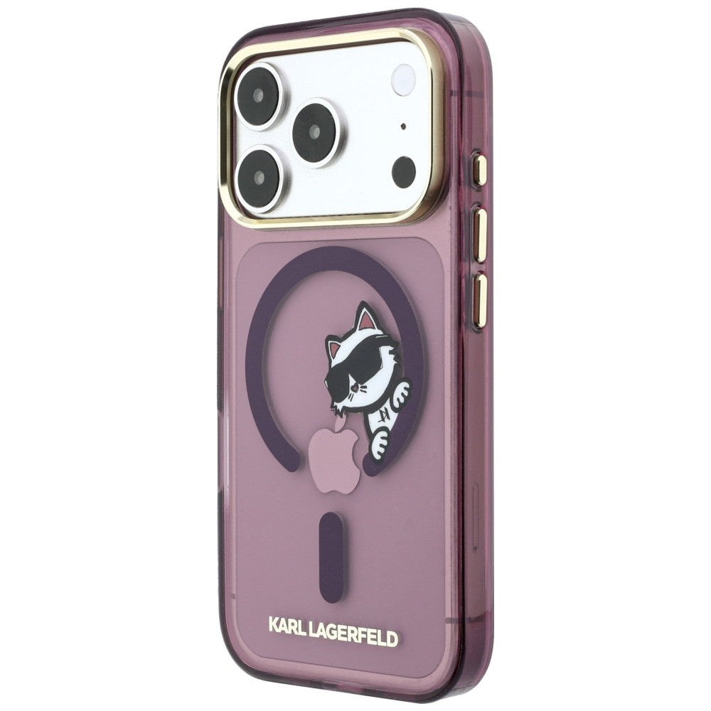 Custodia MagSafe per Apple iPhone 18 Pro Max / 17 Pro Max, Karl Lagerfeld, IML Peekaboo Print e Cornice Metallica, Vinaccia