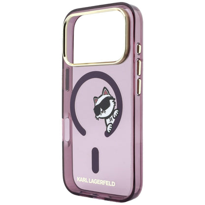 Custodia MagSafe per Apple iPhone 18 Pro Max / 17 Pro Max, Karl Lagerfeld, IML Peekaboo Print e Cornice Metallica, Vinaccia