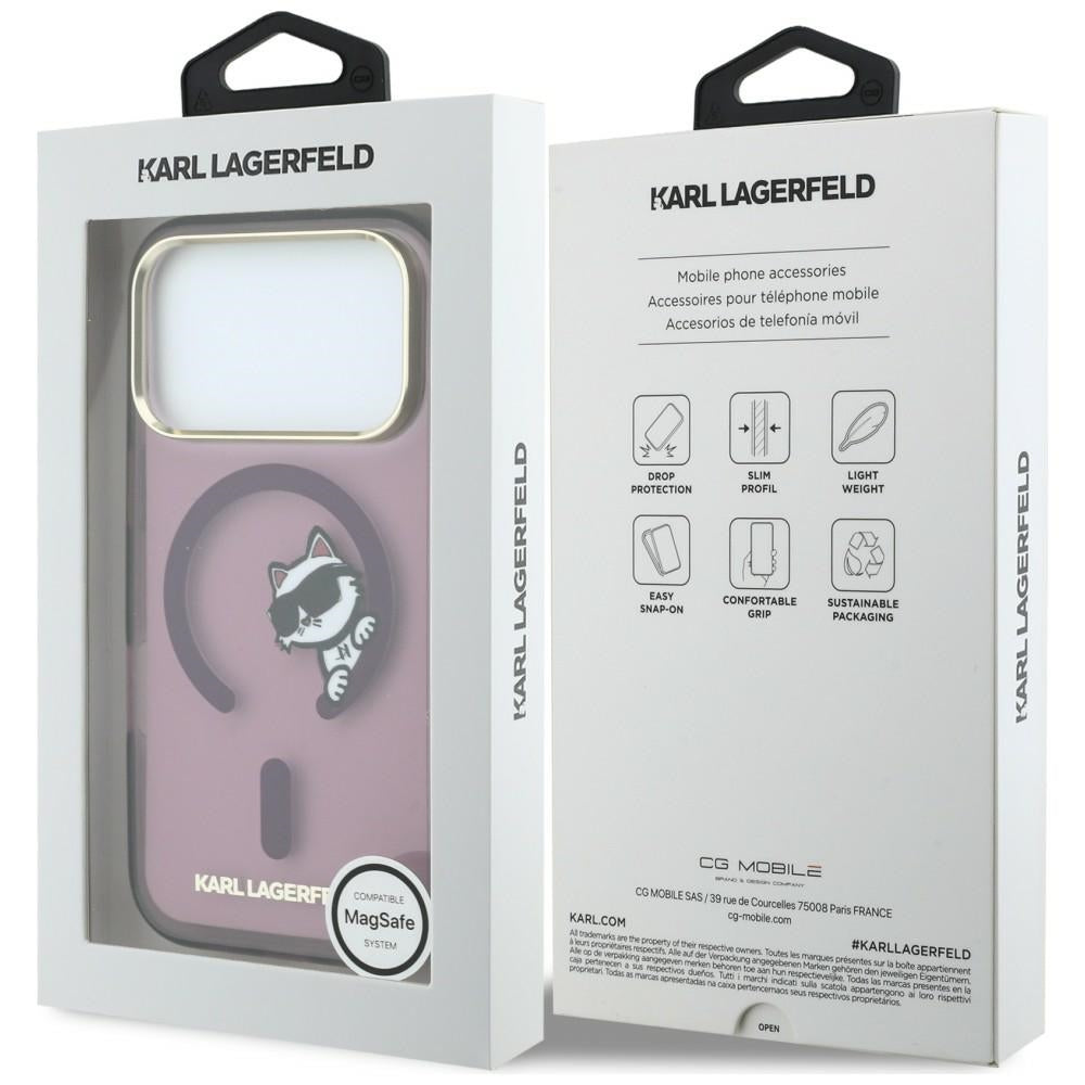 Custodia MagSafe per Apple iPhone 18 Pro Max / 17 Pro Max, Karl Lagerfeld, IML Peekaboo Print e Cornice Metallica, Vinaccia