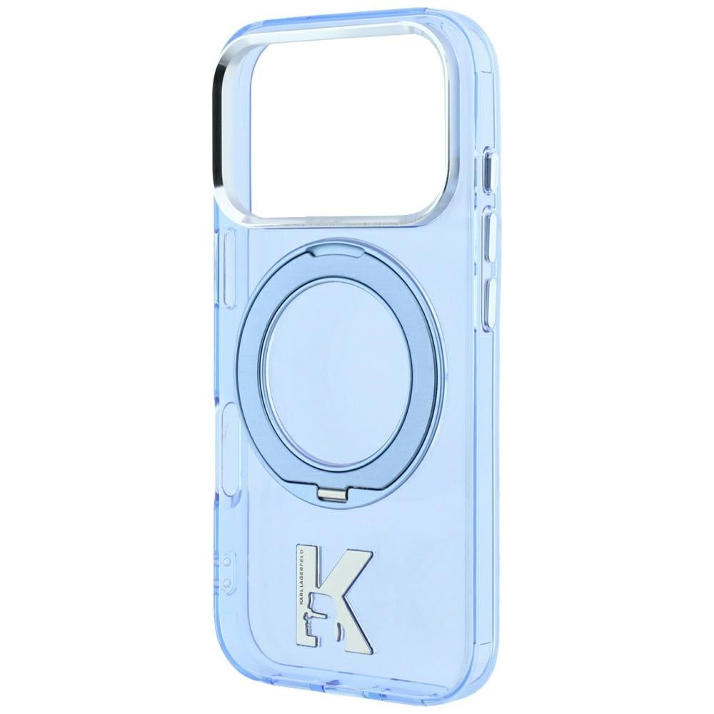 Custodia MagSafe per Apple iPhone 18 Pro Max / 17 Pro Max, Karl Lagerfeld, IML Ring Stand Kameo Metal, Blu