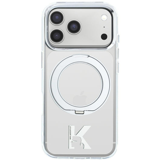 MagSafe-Hülle für Apple iPhone 18 Pro Max / 17 Pro Max, Karl Lagerfeld, IML Ring Stand Kameo Metall, Transparent