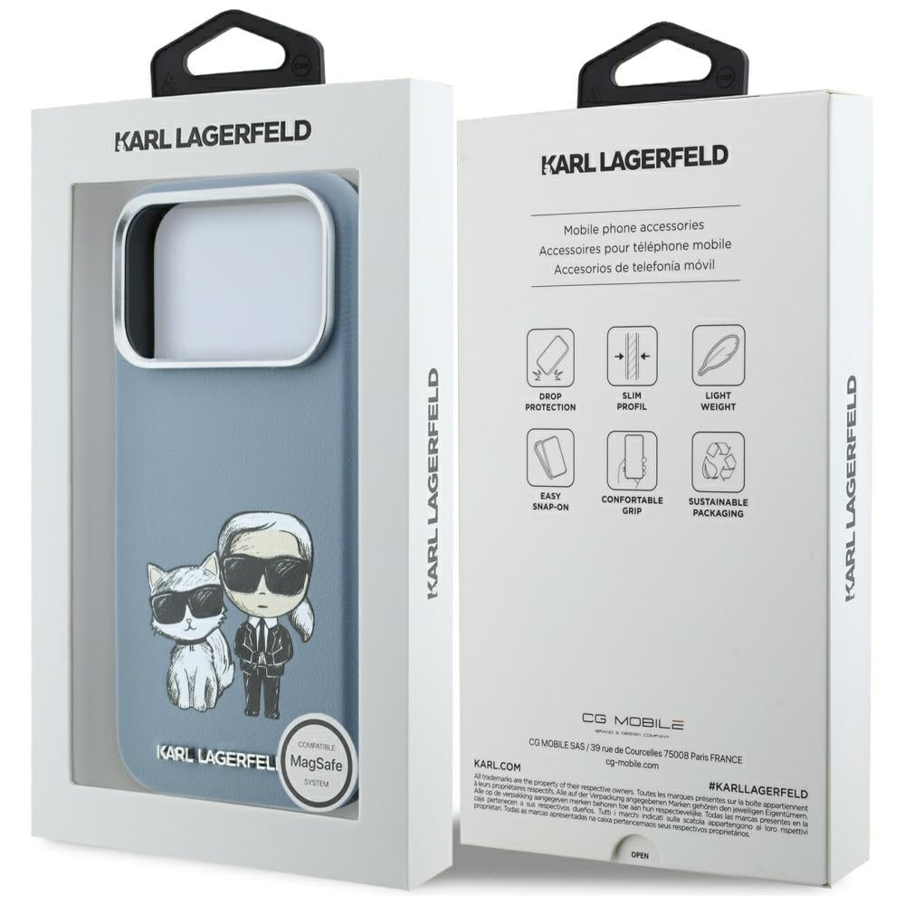 Coque MagSafe pour Apple iPhone 18 Pro Max / 17 Pro Max, Karl Lagerfeld, KC Bodies Sketch, Bleu