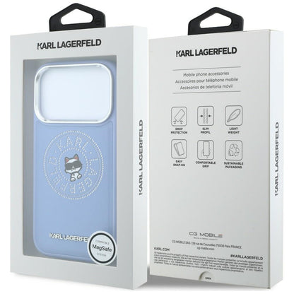 Custodia MagSafe per Apple iPhone 18 Pro Max / 17 Pro Max, Karl Lagerfeld, Point and Choupette Sketch, blu