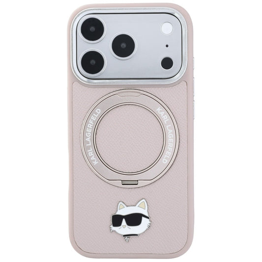 Coque MagSafe pour Apple iPhone 18 Pro Max / 17 Pro Max, Karl Lagerfeld, Ring Stand 360 Choupette Pin, rose