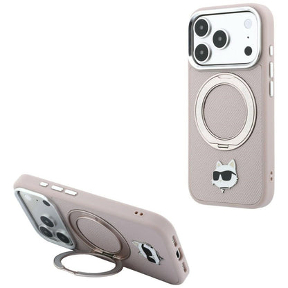 MagSafe-Hülle für Apple iPhone 18 Pro Max / 17 Pro Max, Karl Lagerfeld, Ring Stand 360 Choupette Pin, Rosa
