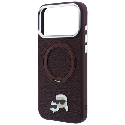 Custodia MagSafe per Apple iPhone 18 Pro Max / 17 Pro Max, Karl Lagerfeld, Ring Stand 360 Karl & Choupette Pin, color vinaccia
