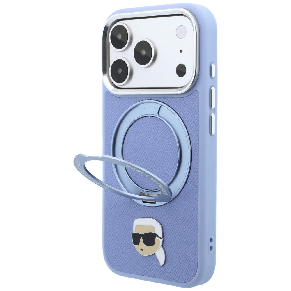 Custodia MagSafe per Apple iPhone 18 Pro Max / 17 Pro Max, Karl Lagerfeld, Ring Stand 360 Karl Pin, bluette
