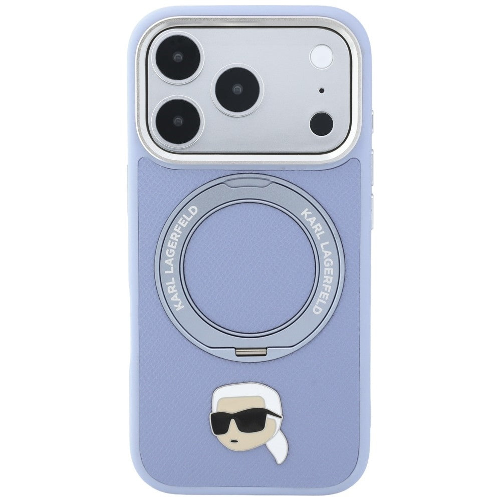 Custodia MagSafe per Apple iPhone 18 Pro Max / 17 Pro Max, Karl Lagerfeld, Ring Stand 360 Karl Pin, bluette