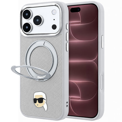 Custodia MagSafe per Apple iPhone 18 Pro Max / 17 Pro Max, Karl Lagerfeld, Ring Stand 360 Karl Pin, Grigio