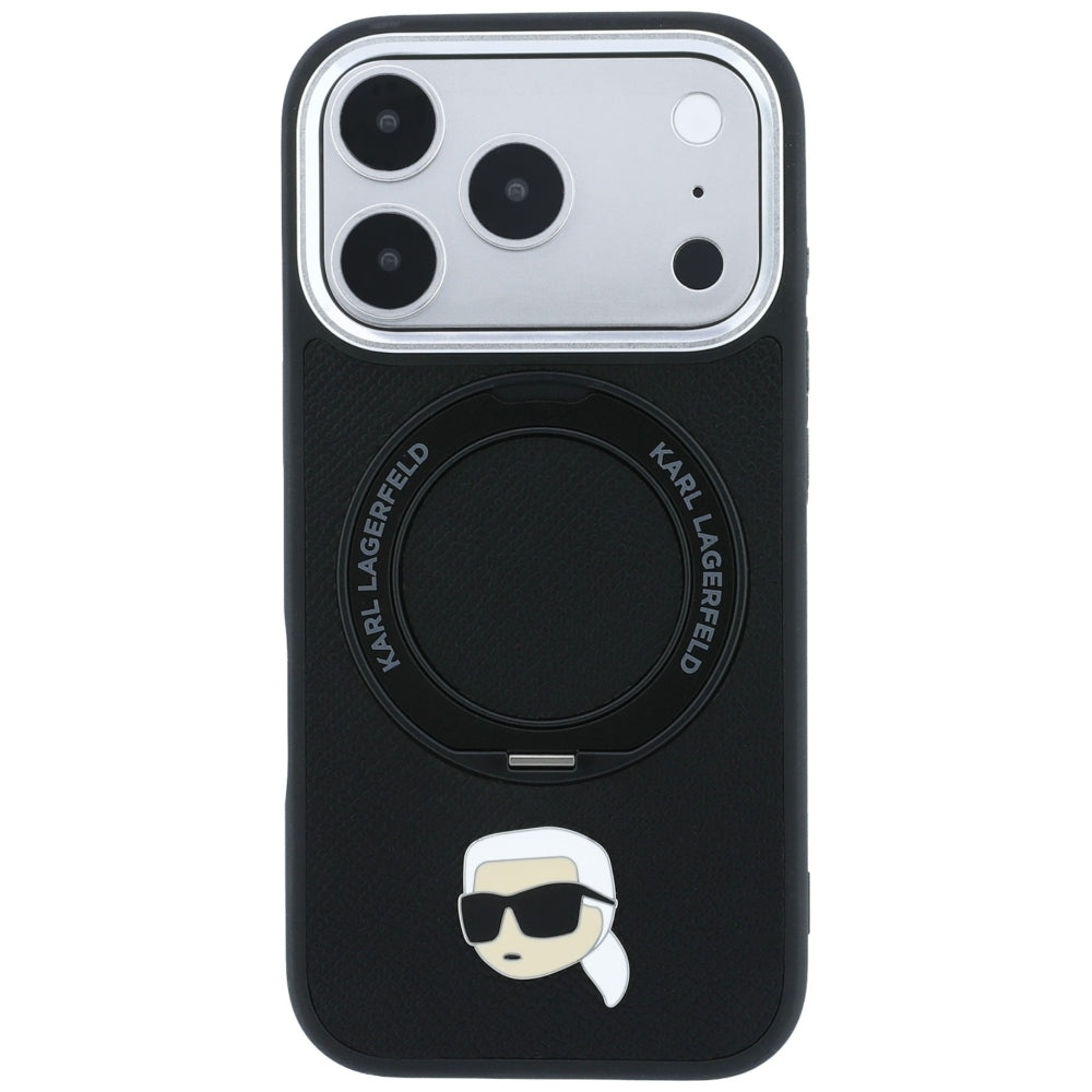 MagSafe-Hülle für Apple iPhone 18 Pro Max / 17 Pro Max, Karl Lagerfeld, Ring Stand 360 Karl Pin, Schwarz