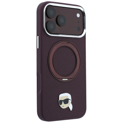 Custodia MagSafe per Apple iPhone 18 Pro Max / 17 Pro Max, Karl Lagerfeld, Ring Stand 360 Karl Pin, Vinaccia
