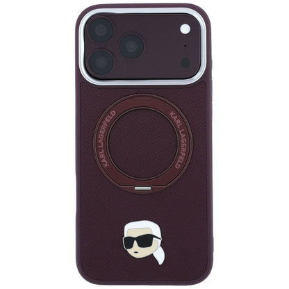 Custodia MagSafe per Apple iPhone 18 Pro Max / 17 Pro Max, Karl Lagerfeld, Ring Stand 360 Karl Pin, Vinaccia