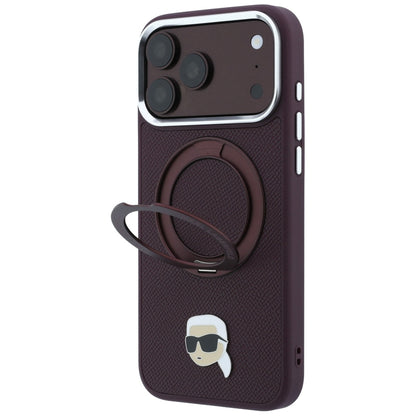 Custodia MagSafe per Apple iPhone 18 Pro Max / 17 Pro Max, Karl Lagerfeld, Ring Stand 360 Karl Pin, Vinaccia