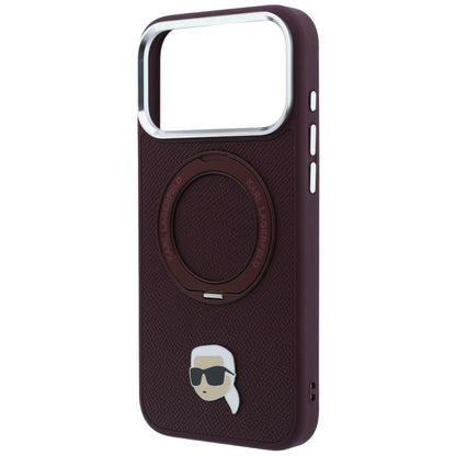 Custodia MagSafe per Apple iPhone 18 Pro Max / 17 Pro Max, Karl Lagerfeld, Ring Stand 360 Karl Pin, Vinaccia