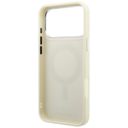Coque MagSafe pour Apple iPhone 18 Pro Max / 17 Pro Max, Karl Lagerfeld, Ring Stand 360 Saffiano, beige