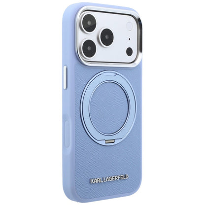 MagSafe-Hülle für Apple iPhone 18 Pro Max / 17 Pro Max, Karl Lagerfeld, Ring Stand 360 Saffiano, Blau