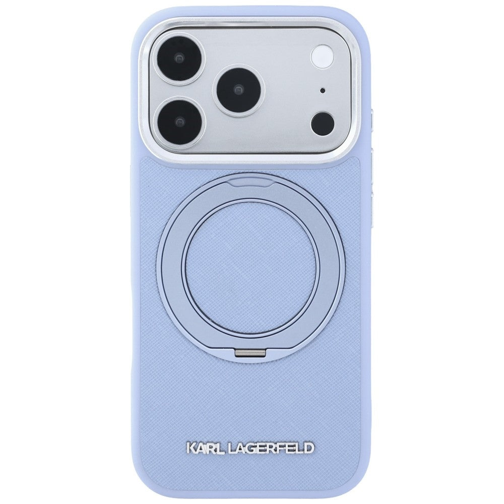 MagSafe-Hülle für Apple iPhone 18 Pro Max / 17 Pro Max, Karl Lagerfeld, Ring Stand 360 Saffiano, Blau