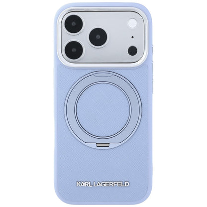 MagSafe-Hülle für Apple iPhone 18 Pro Max / 17 Pro Max, Karl Lagerfeld, Ring Stand 360 Saffiano, Blau