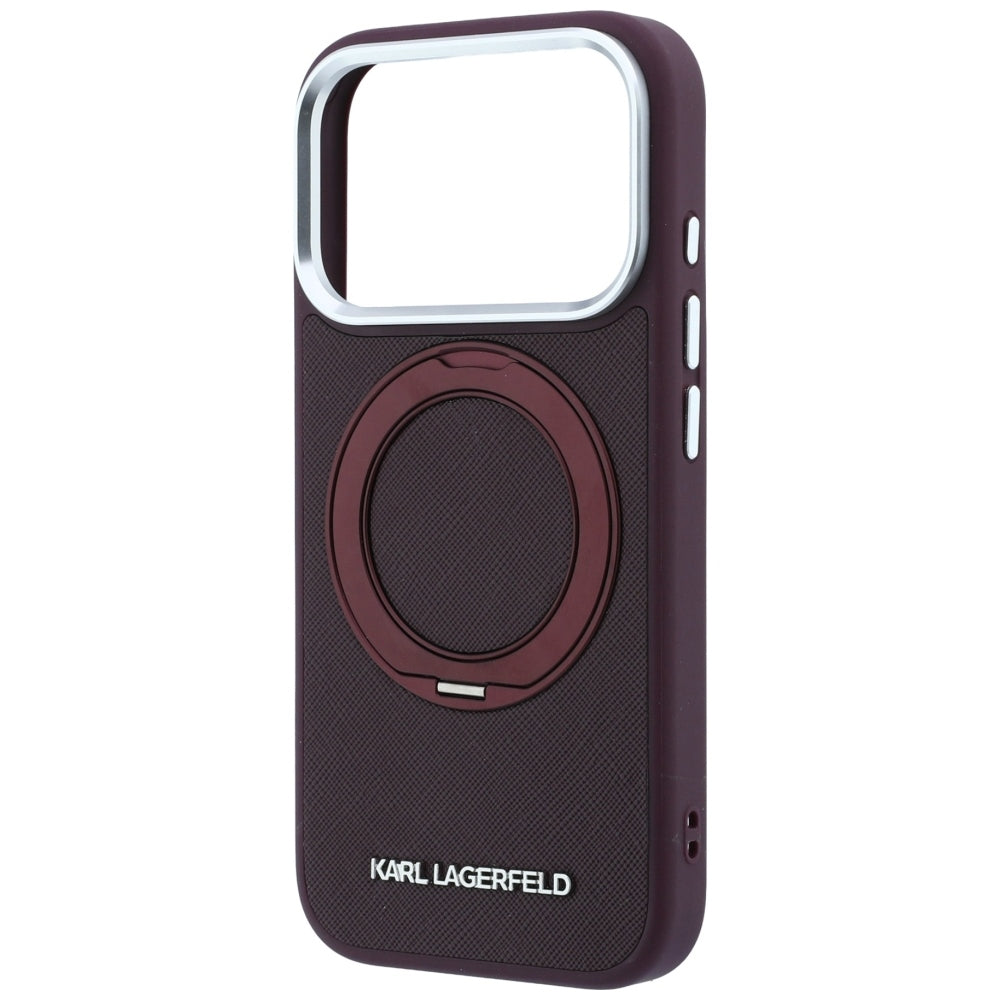 Custodia MagSafe per Apple iPhone 18 Pro Max / 17 Pro Max, Karl Lagerfeld, Ring Stand 360 Saffiano, Vinaccia