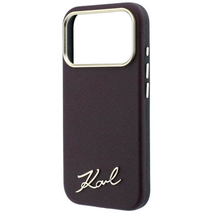 Custodia MagSafe per Apple iPhone 18 Pro Max / 17 Pro Max, Karl Lagerfeld, Saffiano Small Script Metal Logo, Vinaccia