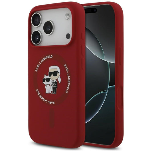 Coque MagSafe pour Apple iPhone 18 Pro Max / 17 Pro Max, Karl Lagerfeld, Silicone Ring Karl & Choupette, rose