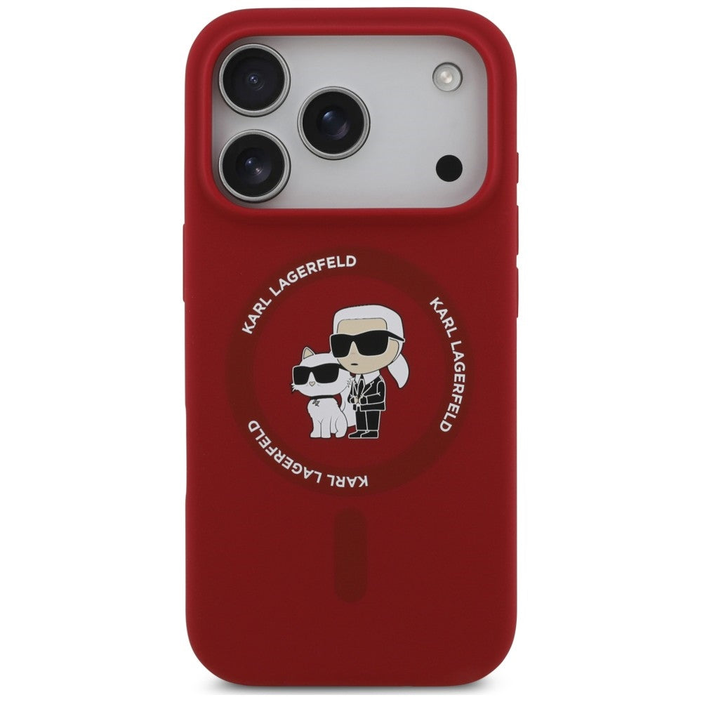 Custodia MagSafe per Apple iPhone 18 Pro Max / 17 Pro Max, Karl Lagerfeld, Silicone Ring Karl & Choupette, rosa