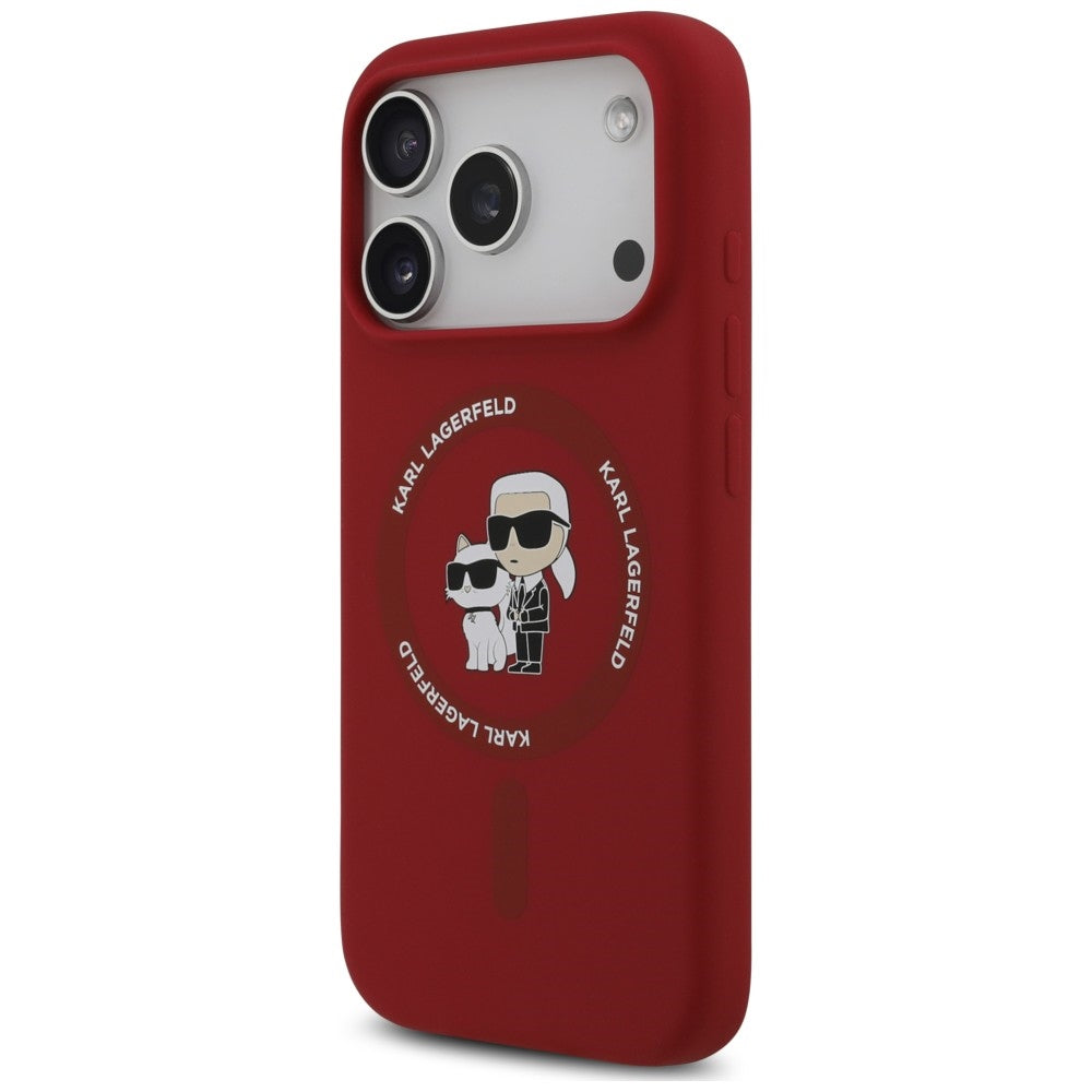 Custodia MagSafe per Apple iPhone 18 Pro Max / 17 Pro Max, Karl Lagerfeld, Silicone Ring Karl & Choupette, rosa