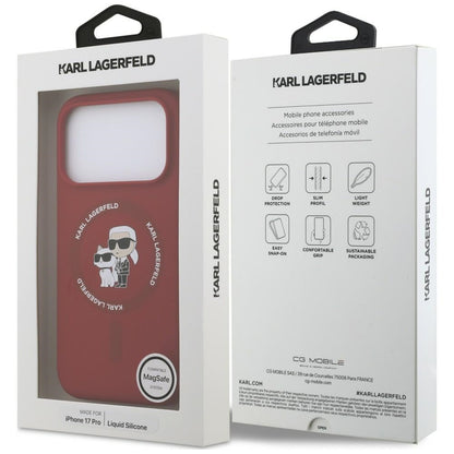 Custodia MagSafe per Apple iPhone 18 Pro Max / 17 Pro Max, Karl Lagerfeld, Silicone Ring Karl & Choupette, rosa