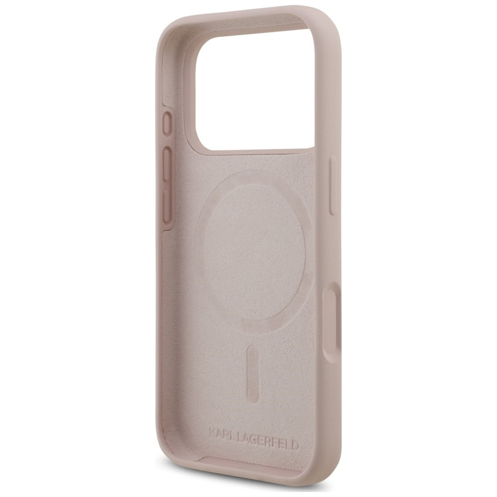 Coque MagSafe pour Apple iPhone 18 Pro Max / 17 Pro Max, Karl Lagerfeld, Silicone Ring Karl & Choupette, rose
