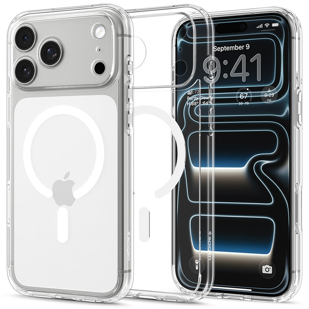 Custodia MagSafe per Apple iPhone 18 Pro Max / 17 Pro Max, Spigen, Ultra Hybrid, Trasparente Bianca ACS12118