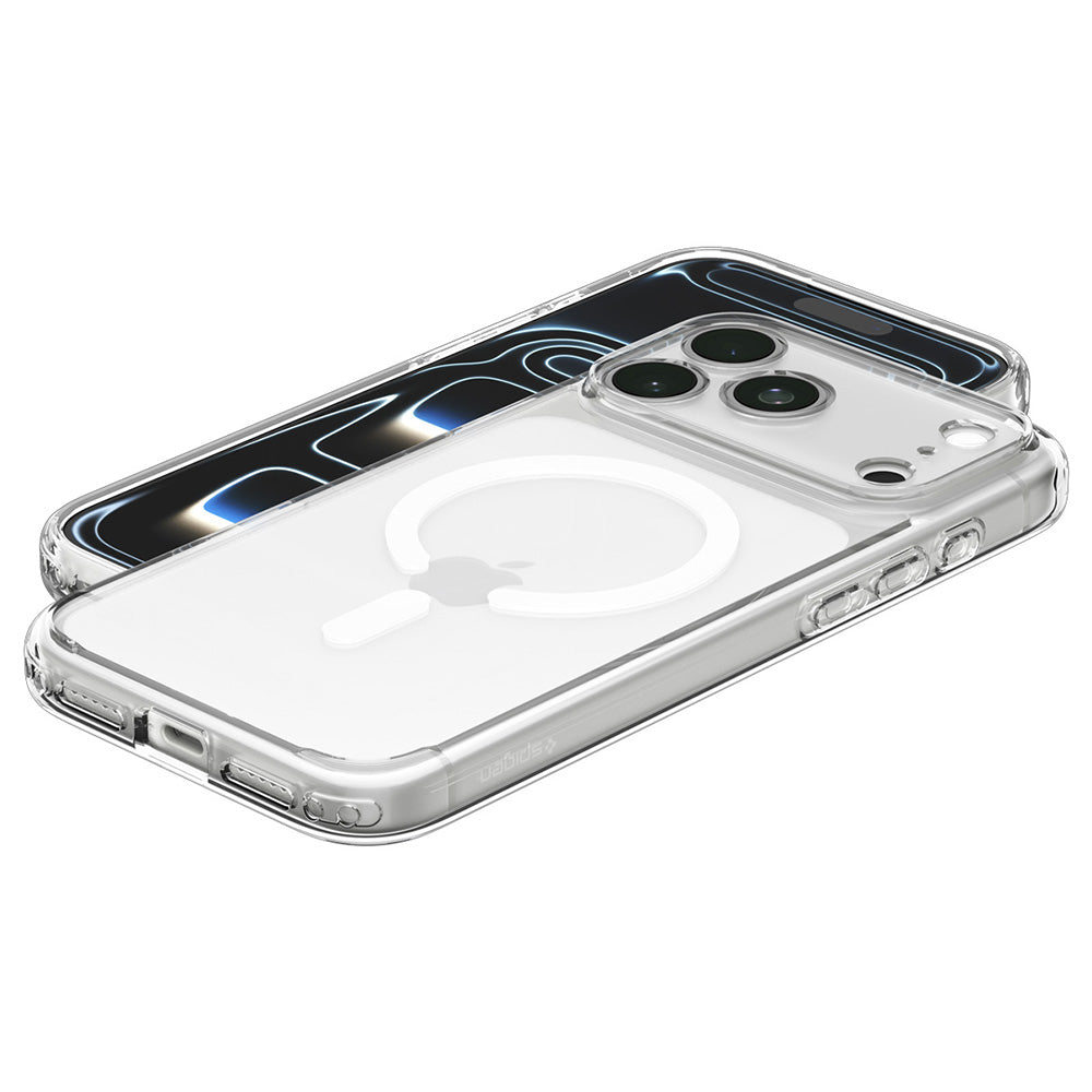 Custodia MagSafe per Apple iPhone 18 Pro Max / 17 Pro Max, Spigen, Ultra Hybrid, Trasparente Bianca ACS12118