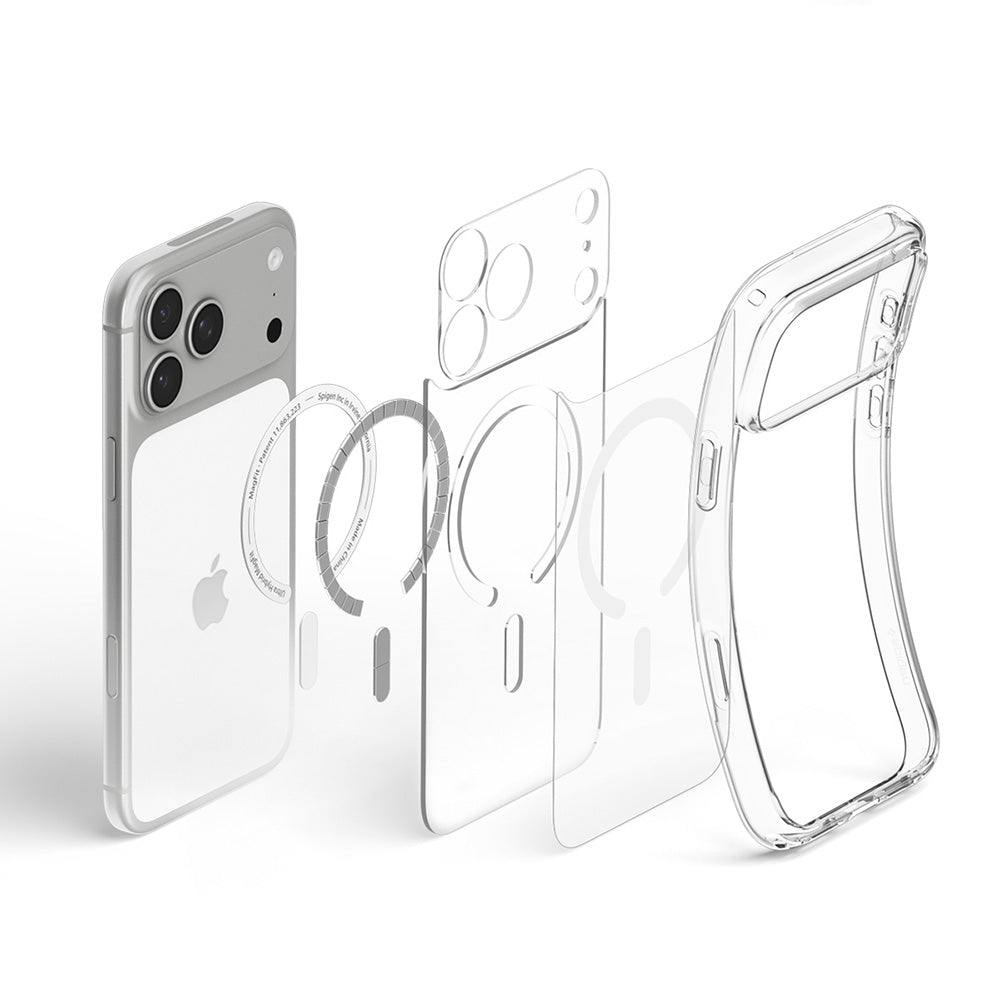 Custodia MagSafe per Apple iPhone 18 Pro Max / 17 Pro Max, Spigen, Ultra Hybrid, Trasparente Bianca ACS12118