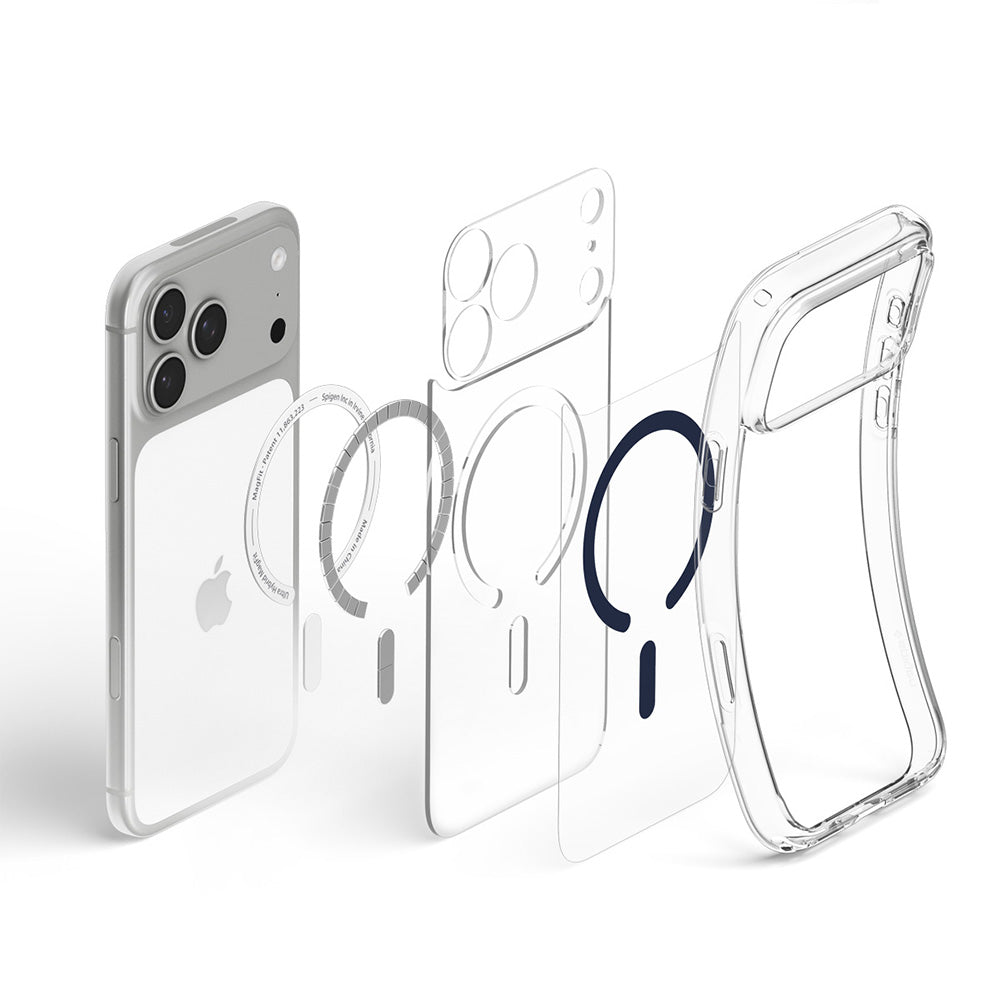Custodia MagSafe per Apple iPhone 18 Pro Max / 17 Pro Max, Spigen, Ultra Hybrid, Trasparente Blu Navy ACS12121