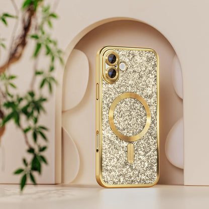 Coque MagSafe pour Apple iPhone 18 Pro Max / 17 Pro Max, Techsuit, Luxury Glitter, Argentée