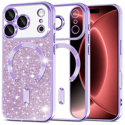 Coque MagSafe pour Apple iPhone 18 Pro Max / 17 Pro Max, Techsuit, Luxury Glitter, Violet Clair