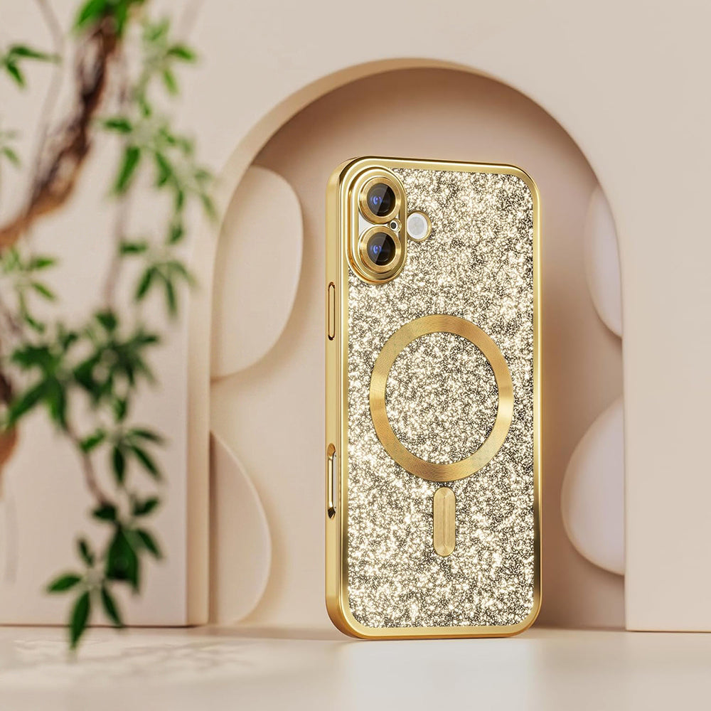 Custodia MagSafe per Apple iPhone 18 Pro Max / 17 Pro Max, Techsuit, Luxury Glitter, Viola Scuro