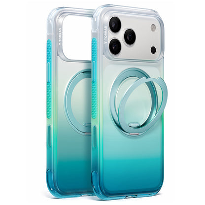 Coque MagSafe pour Apple iPhone 18 Pro Max / 17 Pro Max, Torras, Ostand O3 Air Gradient, Vert Bleu