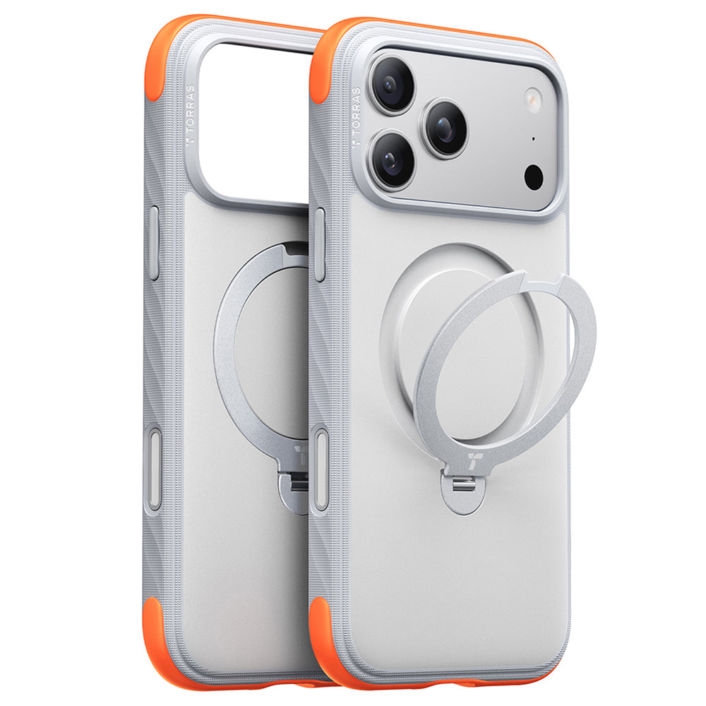 Custodia MagSafe per Apple iPhone 18 Pro Max / 17 Pro Max, Torras, Ostand Q3 Rugged, Bianca