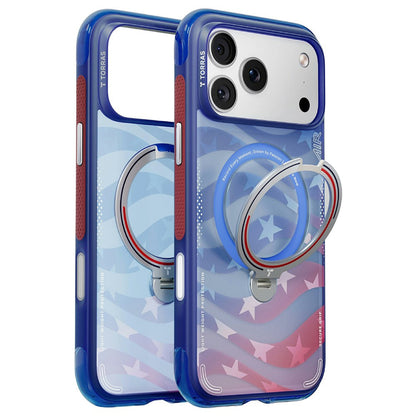Custodia MagSafe per Apple iPhone 18 Pro Max / 17 Pro Max, Torras, Ostand Spin Air Football, Blu