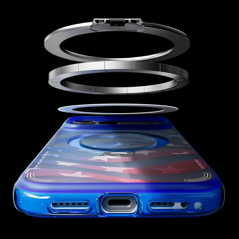 Custodia MagSafe per Apple iPhone 18 Pro Max / 17 Pro Max, Torras, Ostand Spin Air Football, Blu