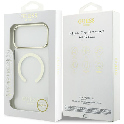 Coque MagSafe pour Apple iPhone 18 Pro Max, Guess, Contour Métallique, Dorée