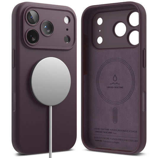 Coque MagSafe pour Apple iPhone 18 Pro Max, Ringke, silicone, bordeaux foncé