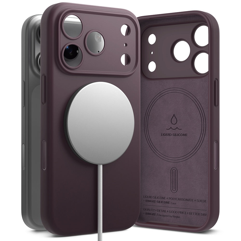 Custodia MagSafe per Apple iPhone 18 Pro Max, Ringke, silicone, bordeaux scuro