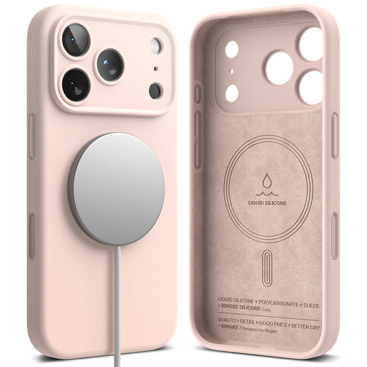 Coque MagSafe pour Apple iPhone 18 Pro, Ringke, Silicone, Rose