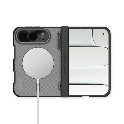 Coque MagSafe pour Apple iPhone Duo, Nillkin, Super Frosted Shield, noire transparente satinée