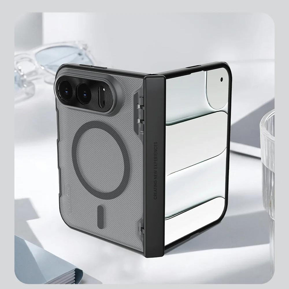 Coque MagSafe pour Apple iPhone Duo, Nillkin, Super Frosted Shield, noire transparente satinée