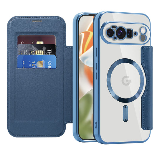 Coque MagSafe pour Google Pixel 10 Pro XL, Techsuit, SmartMag Book, Bleue